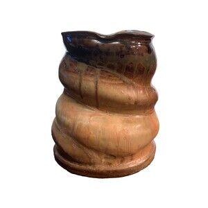 Studio Pottery Vase Twisted Bulbous Swollen Bulging Layers Drip Glaze 6”